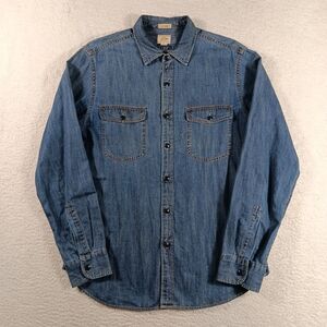 J. Crew Shirt Mens Medium Blue Denim Classic Fit LightWeight Workshirt Pockets